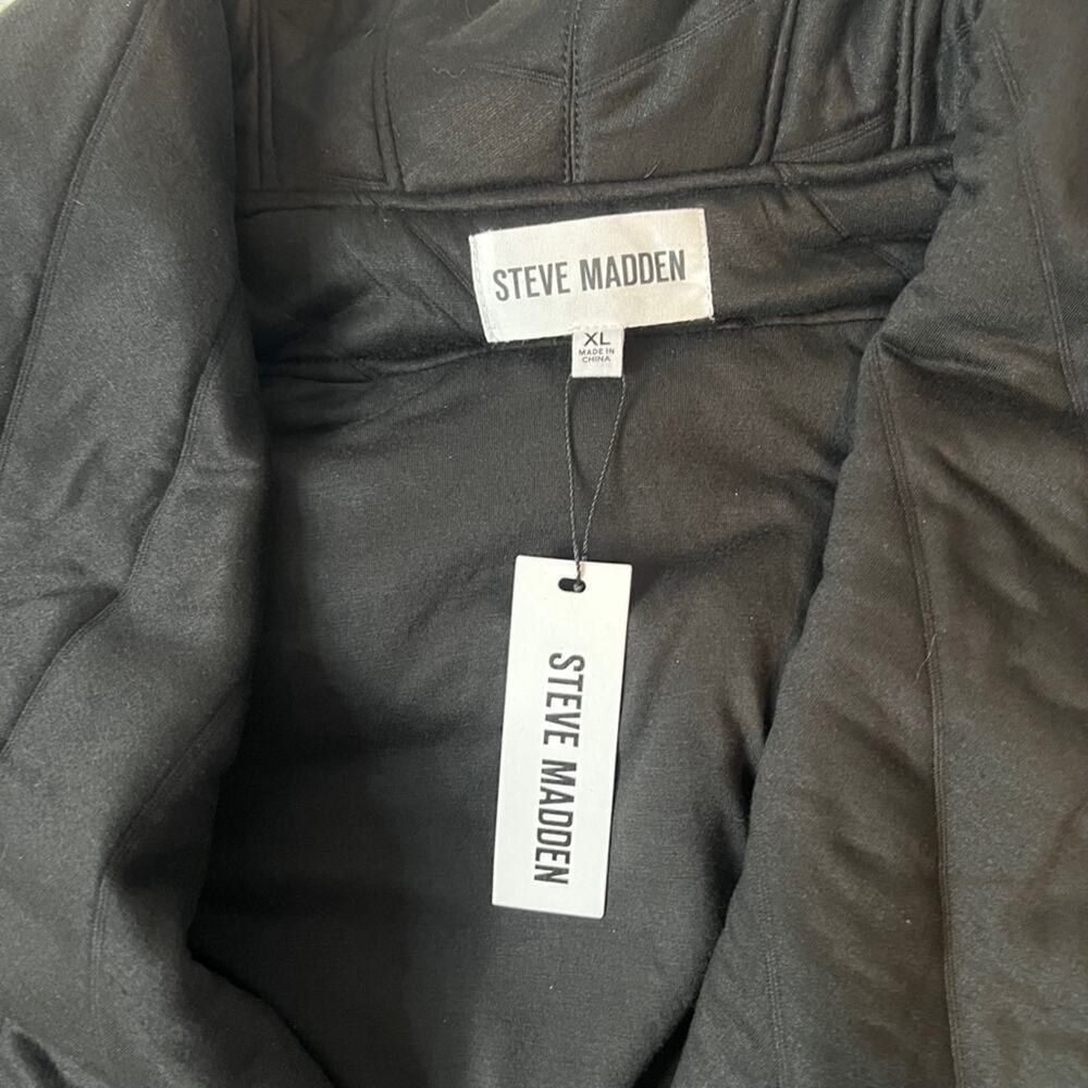 Steve Madden Jones Black Quilted Shawl Collar Open Front Coat XL NWT - Picture 6 of 7